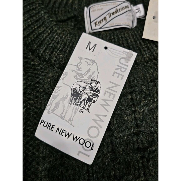 Mens M Aran Sweater Irish Fisherman Pullover Kerry Woolen Mills Wool Cableknit - Picture 6 of 16